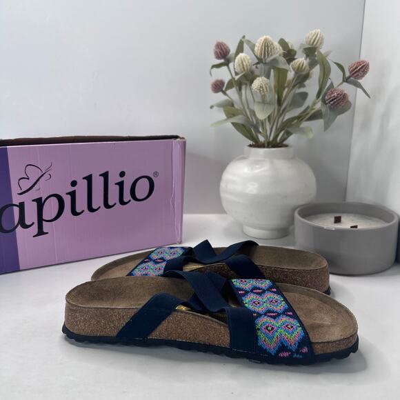 Papillio by Birkenstock Cosma Aztec Dark Blue Sandal 323363 Women 5 NWB Narrow - Picture 6 of 10
